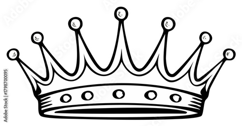 Stylized black and white outline crown illustration symbolizing royalty power and achievement