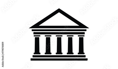 Classic greek temple building icon with columns and pediment