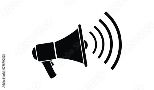 Black silhouette of a megaphone emitting sound waves