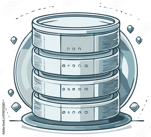 Data storage illustration server database stack hosting server icon vector, digital connection, computer network illustration