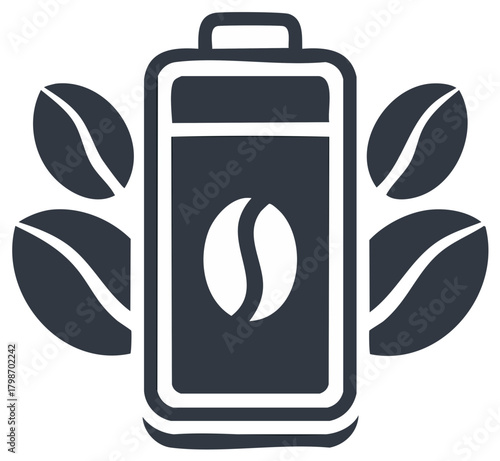 Energy Coffee Container with Coffee Beans Illustration for Cafe or Restaurant Logo Concept