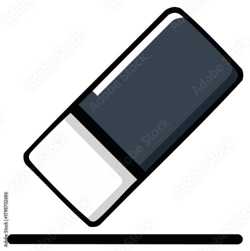 Eraser rubber removing a dark line with graphic style