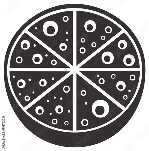 Whole Pepperoni Pizza Cut Into Slices Top View Flat Design Food Fast Food Restaurant Concept Pizza Icon Vector Illustration
