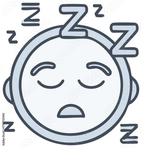 Sleeping emoji with zzz symbols, cartoon illustration