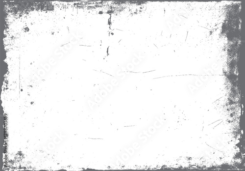 Grungy distressed textured background with dark grey distressed edges and scattered white speckles and lines