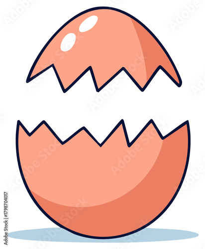 Cute pink cracked eggshell illustration ready for new beginnings