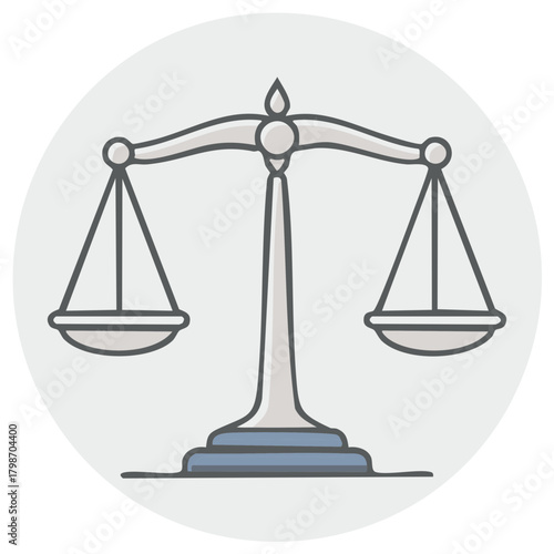 Simple Line Art Depiction of Scales of Justice Symbol, Law and Legal Matters