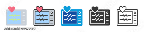electrocardio gram icon set multi style various collection
