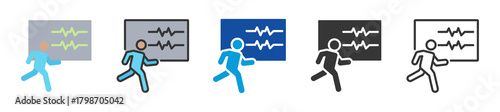 cardiac stress test icon set multi style various collection