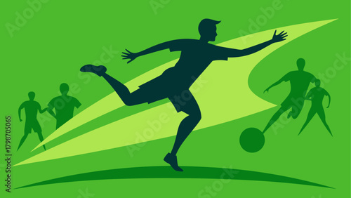 Silhouette of soccer players on green field