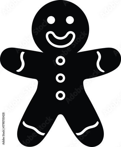 adorable gingerbread man smiling on white backgro.eps