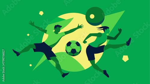 Two players kicking a soccer ball around