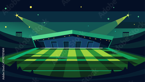 Illustration of a stadium at night time