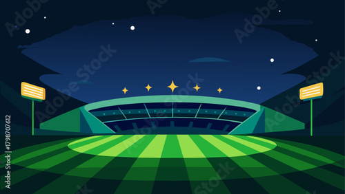 Nighttime illuminated stadium illustration