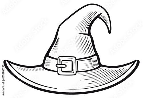 Enchanting Witch's Hat Illustration with Buckle, Perfect for Halloween Crafts