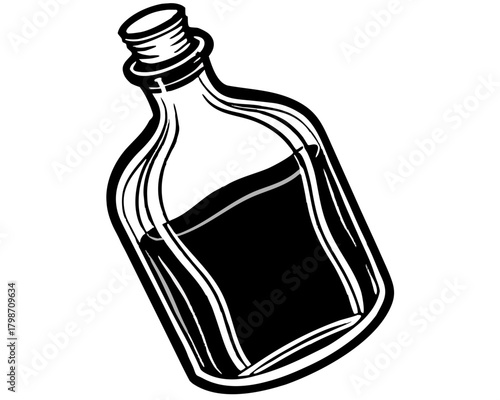 Apothecary bottle with dark liquid