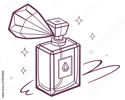 Elegant perfume bottle with a diamondshaped stopper