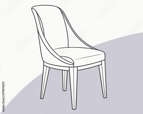 Elegant chair with curved backrest