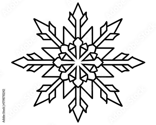 Intricate snowflake for winter coloring pages