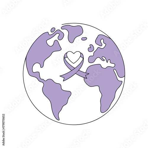 World Prematurity Day awareness illustration set with purple ribbon, baby care, family support, hope and neonatal symbols vector