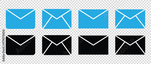 email icons set, mail set icon, message set iicon, modern and simple envelope icon set. vector illustration.