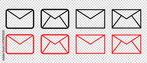 email icons set, mail set icon, message set icon, modern and simple envelope icon set. vector illustration.