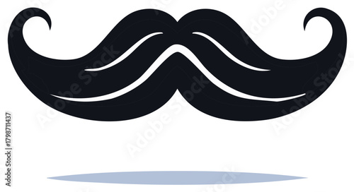 Retro black handlebar mustache elegant curled shape vector illustration
