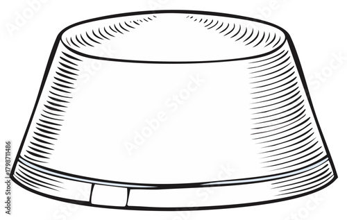 A traditional Turkish or Moroccan Fez hat illustrated in a classic vintage engraving art style