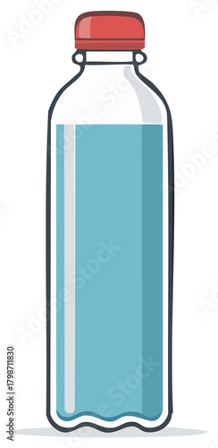 Plastic bottle with clear liquid for hydration icon