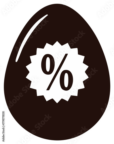 Chocolate Easter Egg with Percent Sign, Seasonal Offer, Discount Promotion, Holiday Shopping