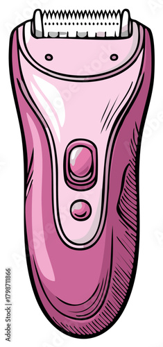 Pink Lady Epilator for Hair Removal Illustration Personal Care Concept Design