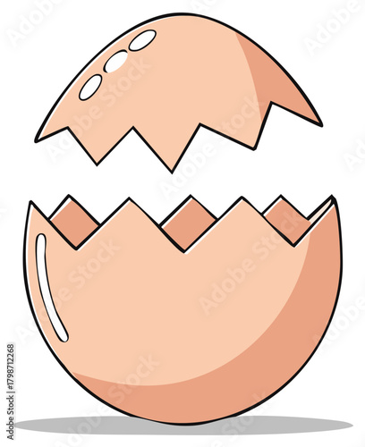 Broken Eggshell Illustration with Cracks and Highlights