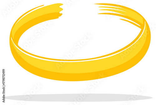 Golden angel halo painted in a circular brush stroke and floating with a soft shadow