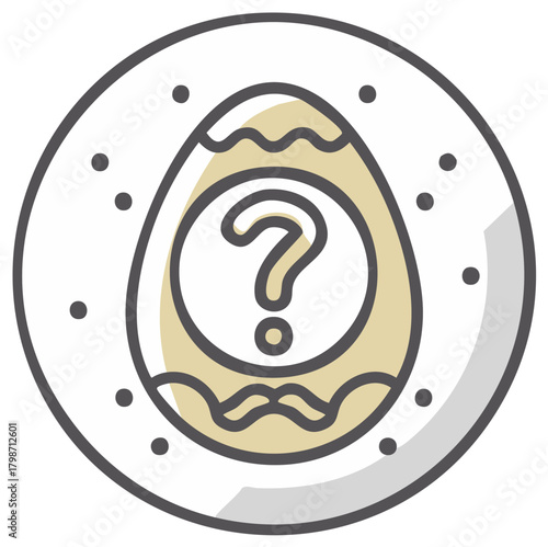Easter Egg with Question Mark in Round Frame Illustration