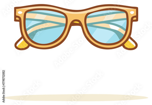Summer vacation concept with cartoon sunglasses on a sandy beach vector illustration