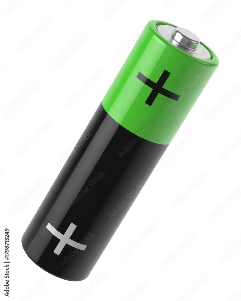 Obraz premium Green black battery power symbol isolated on a transparent background