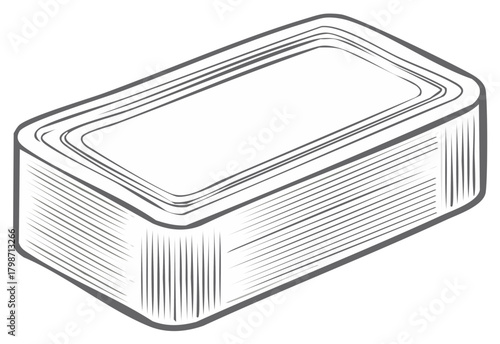 Bar of soap hand drawn vector line art sketch icon for bath and hygiene