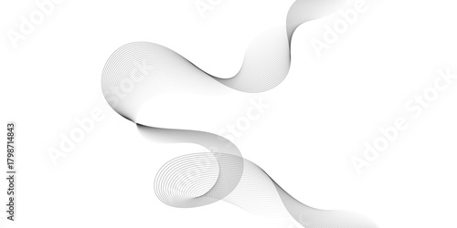 Abstract elegant transparent wavy lines on white background, flowing with grace and fluidity