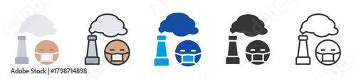air pollution icon set multi style various collection