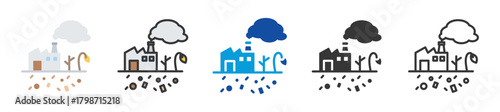 environmental degradation icon set multi style various collection