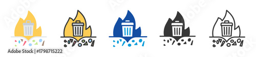 incineration icon set multi style various collection