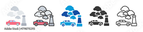 pollutant source icon set multi style various collection