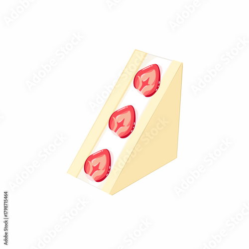 vector illustration of sando japanese sandwich with topping slice of strawberry