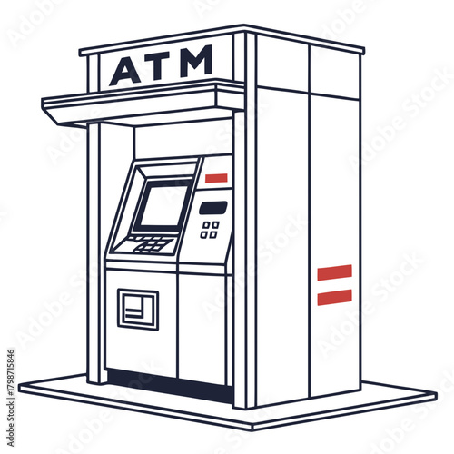 Automated teller machine isolated on