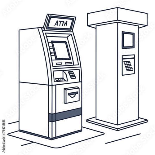 Automated teller machine isolated on