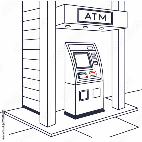 A sleek and modern atm machine stands ready to dispense cash, its screen blank and inviting, promising financial transactions with ease isolated on