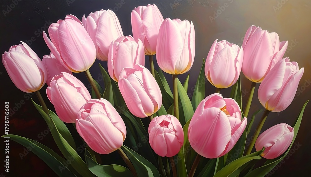 Fototapeta premium Elegant bouquet of pink tulips in full bloom, showcasing the beauty of nature