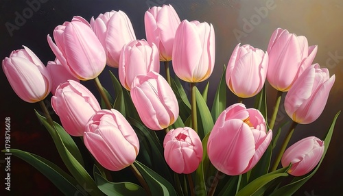 Elegant bouquet of pink tulips in full bloom, showcasing the beauty of nature