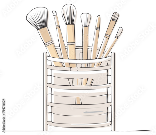 Cosmetic Makeup Brushes Holder Beauty Illustration