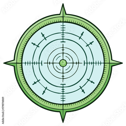 Green Targeting Reticle with Compass Rose Elements